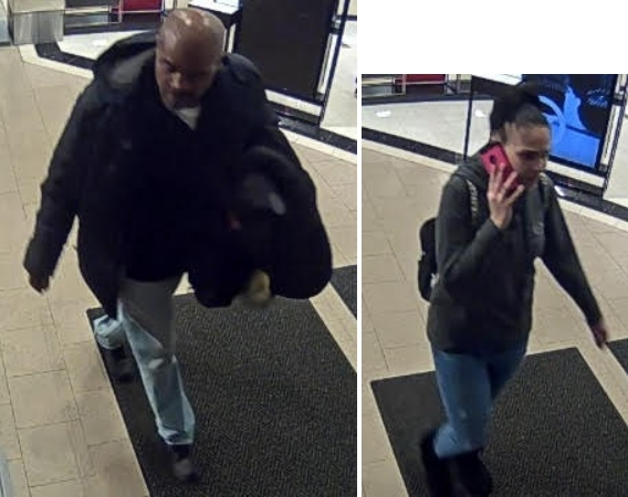 A man and woman stole a woman's purse after she left it behind at the Macy's in Smith Haven Mall.
