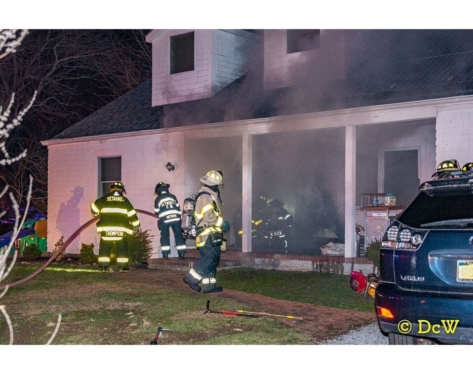 An Ivy Lane home caught fire in Setauket, prompting a response by the Setauket Fire Department.