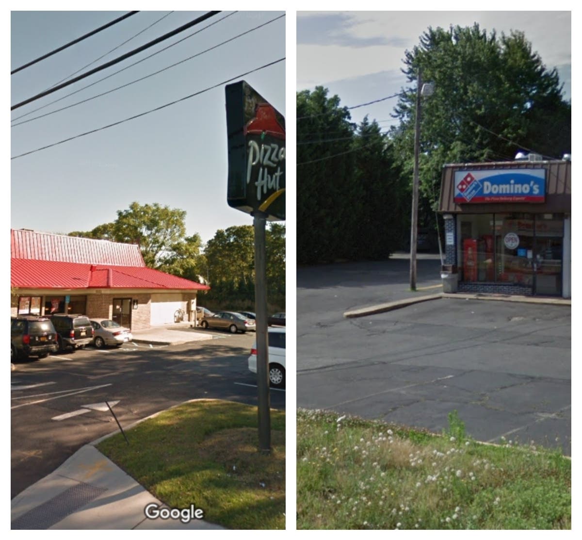 Pizza Hut and Domino's, both on Middle Country Road in Centereach, were robbed Monday afternoon, police said.