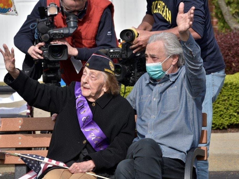 Irene Haber, a former U.S. Army nurse, turned 100 years old. She was honored with a drive-by celebration at her Bethpage home.