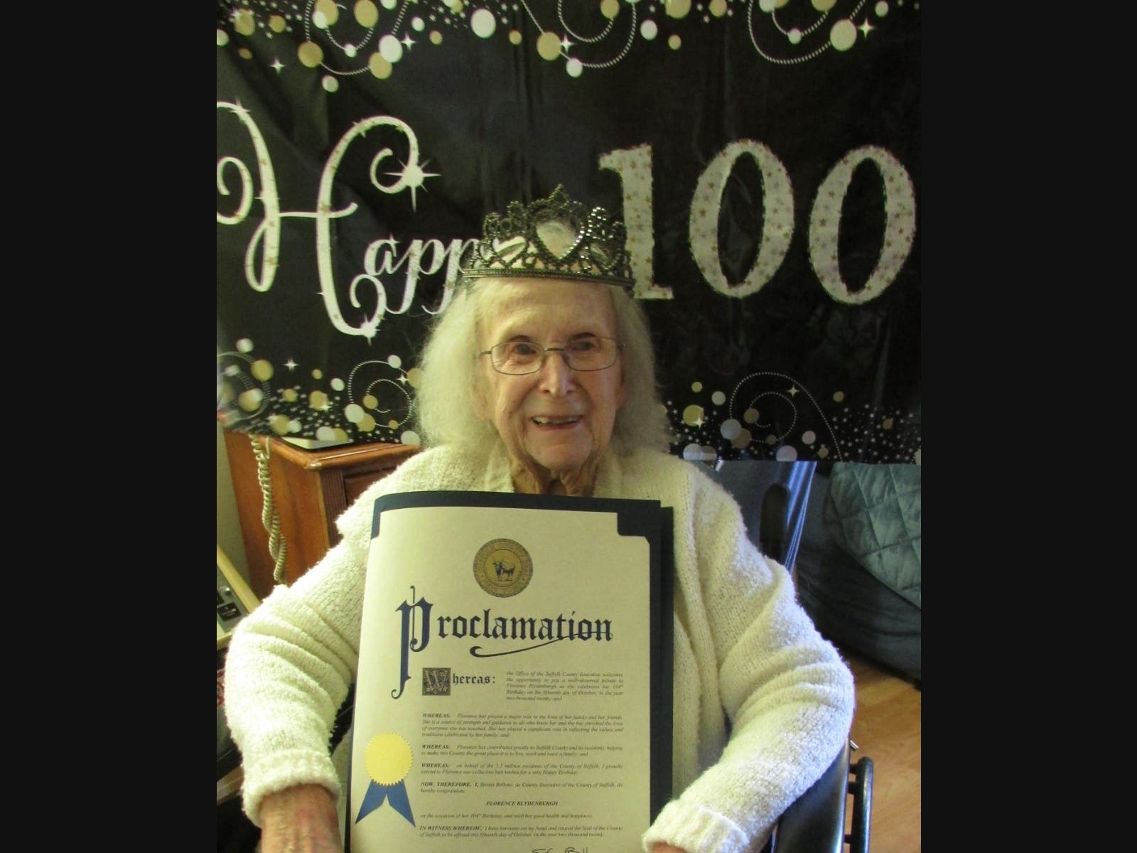 Florence Blydenburgh, also known as "Flo" or "Flossie," just celebrated her 104th birthday. She is a Kings Park resident.