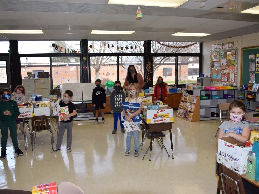 Port Jefferson School District’s Edna Louise Spear Elementary School second graders and guidance counselor Jessica Peterson.