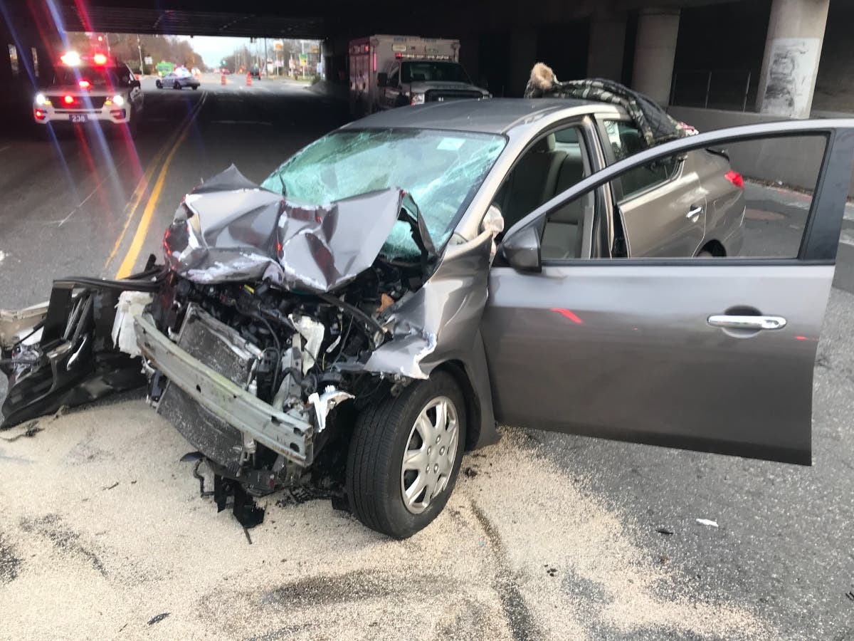 Four people were involved in a Brentwood crash on Saturday morning. They were rescued by Dix Hills firefighters.