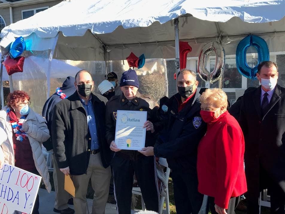 Bud Rosch, a World War II veteran and Bethpage resident, celebrated his 100th birthday.