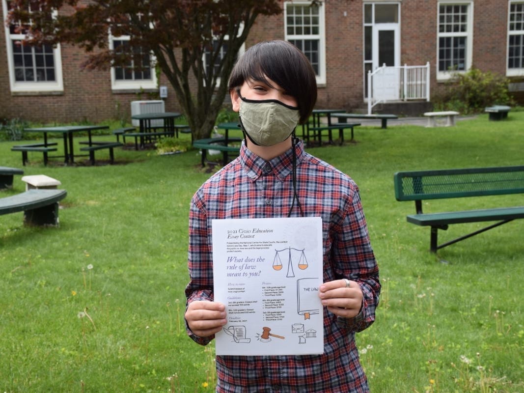 Minnesauke Elementary School fifth-grader Holden Cone was named the third-place winner in the elementary school category for the National Center for State Court’s 2021 Civics Education Essay Contest.