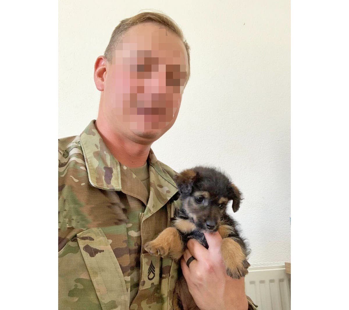 Sergeant Wayne poses with Branko. He was able to rescue Branko and send him home to his family in the United States with the help of Paws of War, a Nesconset-based nonprofit organization.