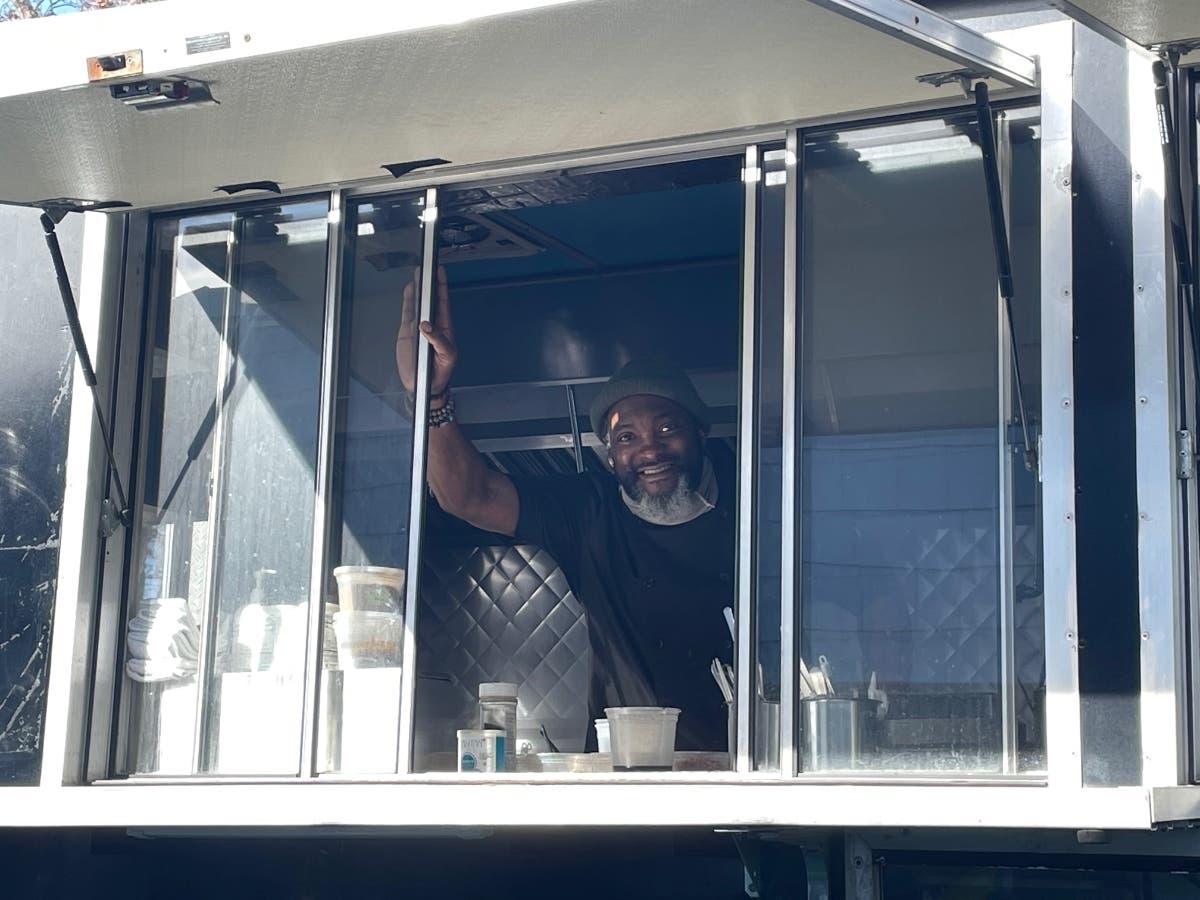 Chef Marc Bynum in his Hush Ramen Truck in Amityville on Friday, Feb. 18. Bynum has started working from a more permanent spot in Farmingdale.
