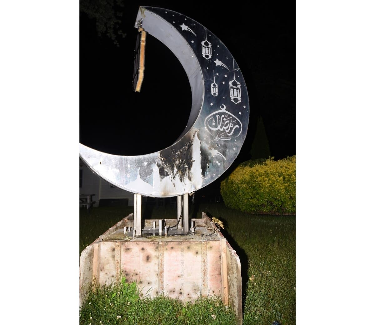 A sign at Masjid Fatima Al-Zahra Mosque in Ronkonkoma was damaged on July 4, Suffolk police said.