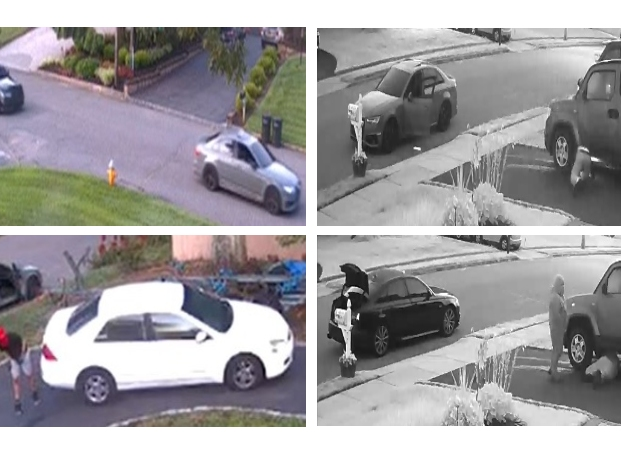 Three people stole catalytic converters in Centereach on Thursday, Suffolk police said.