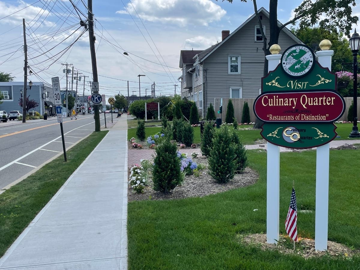 Farmingdale's Culinary Quarter sign. Two commercials highlighting the village's businesses and restaurants are set to air in September.