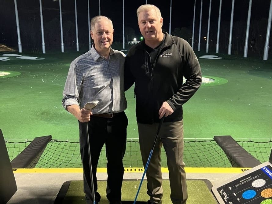 Sean Infante and Mike Chambers of Central Business Systems. The Melville business is celebrating 75 years.