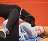 Smithtown High School East students experience puppy yoga.