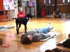Smithtown High School East students experience puppy yoga.