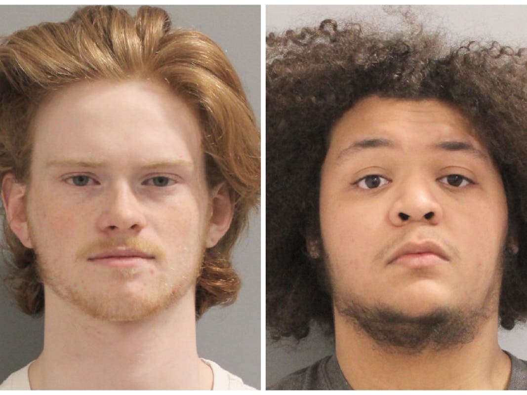 Daniel Rooney (left) and Lakaien Mann were arrested in Farmingdale on Friday night, Nassau police said.