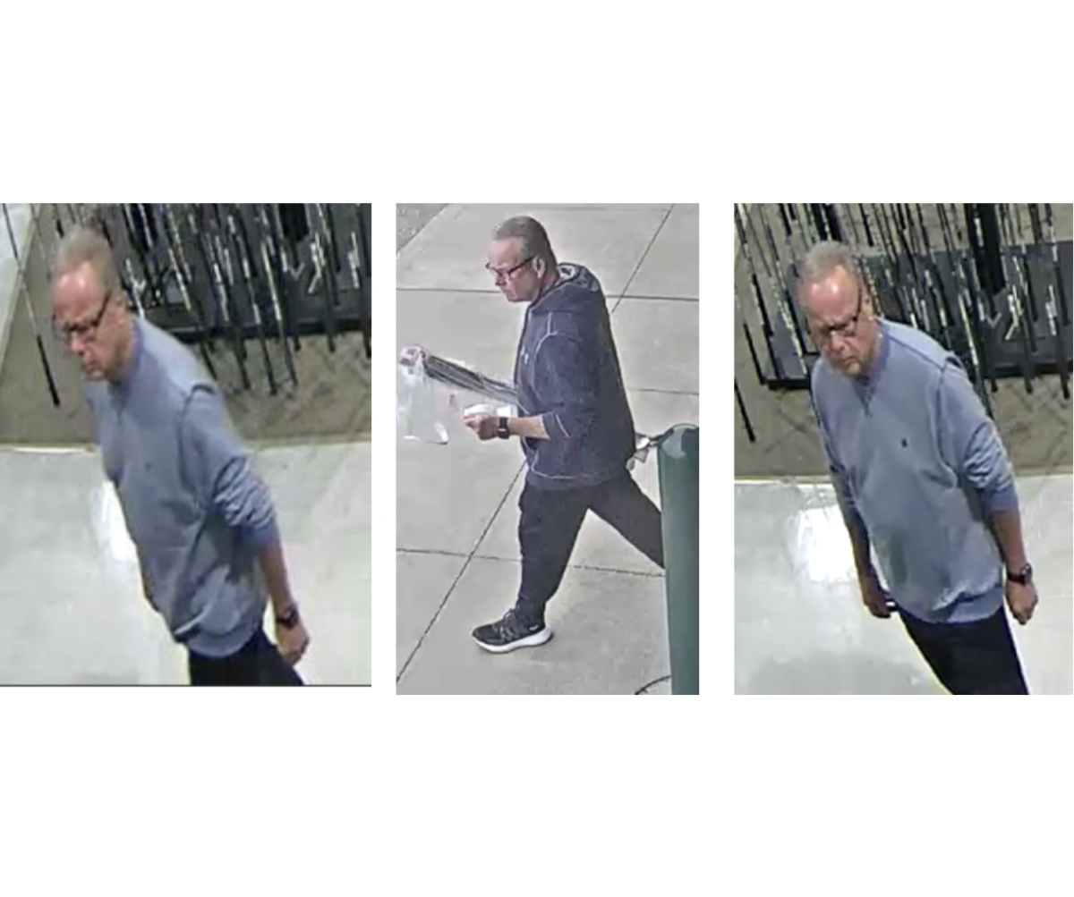 A man stole golf clubs from a Dick's Sporting Goods in Melville on April 22, Suffolk police said.