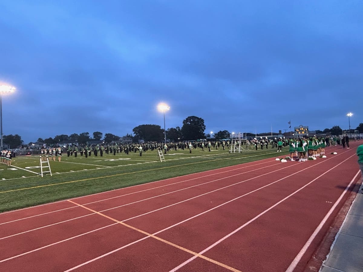 The Farmingdale High School marching band plays at its homecoming event on Oct. 6. The band is set to perform at the Newsday Marching Band Festival on Thursday night.