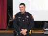 SCPD officer Matias Ferreira visited Smithtown Elementary School on Thursday to talk with students about Veterans Day.