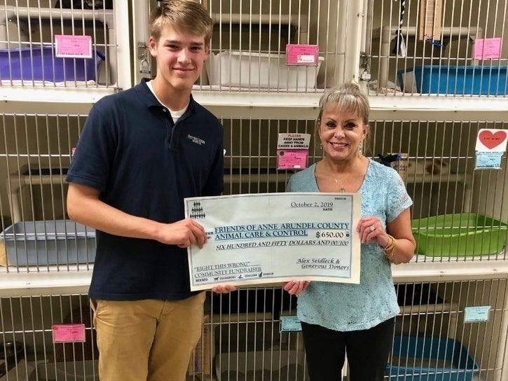 Alex Seidleck, 16, hoped to drum up $500 through a GoFundMe campaign to replace a stolen cash donation box designated for shelter animals. Thanks to Patch's readers, he has far surpassed his goal.