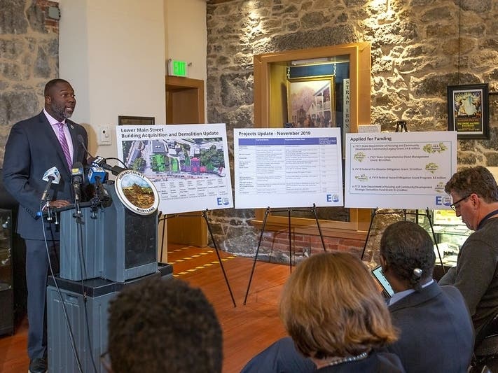 Howard County Executive Calvin Ball updated the community on Ellicott City's safe and sound plan.