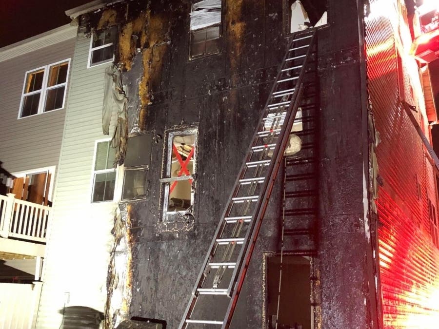 No damage occurred to the attached townhome. 