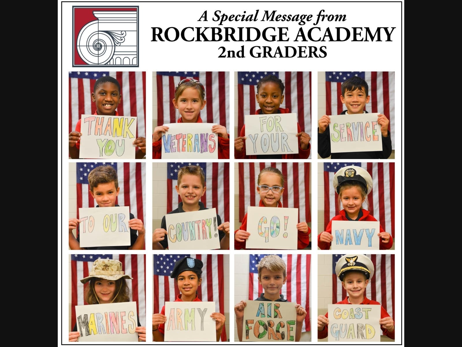 Second graders at Rockbridge Academy wrote out messages to say "thank you" to veterans.