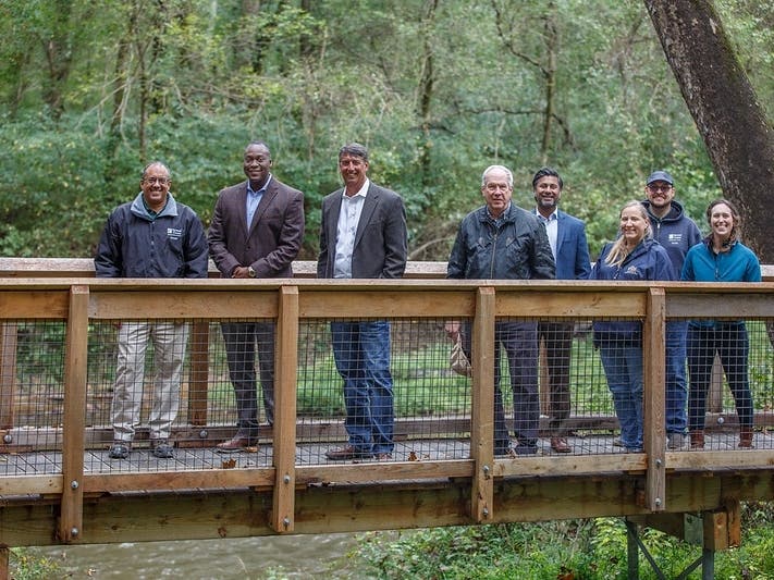 The stone walls used in the project are constructed from local rock quarried in Howard County as well as granite salvaged from the Safe and Sound project at Routes 40 and 29 in Ellicott City.