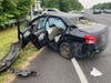Two injuries were reported when a car and a tractor-trailer collided in Abingdon, causing the semi to block lanes of traffic. The county hazmat team also responded to the call.