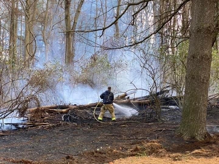 Several crews from the Level Volunteer Fire Company​ found an active fire in a wooded area Tuesday.