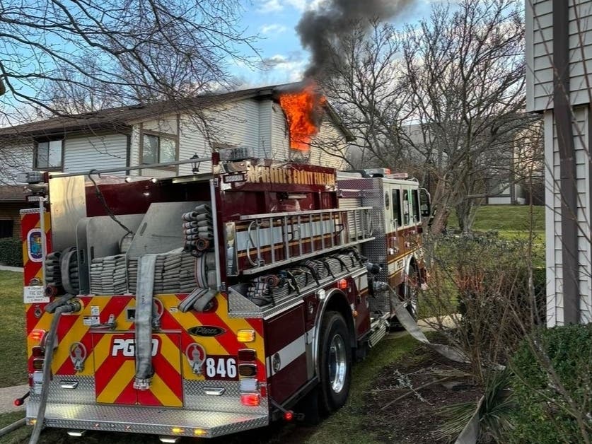 Volunteers rescued an adult and a child from the burning build who were trapped on the second floor. Firefighters had to use a ladder to reach them through a window. Both the adult and child were taken to the hospital with minor injuries.