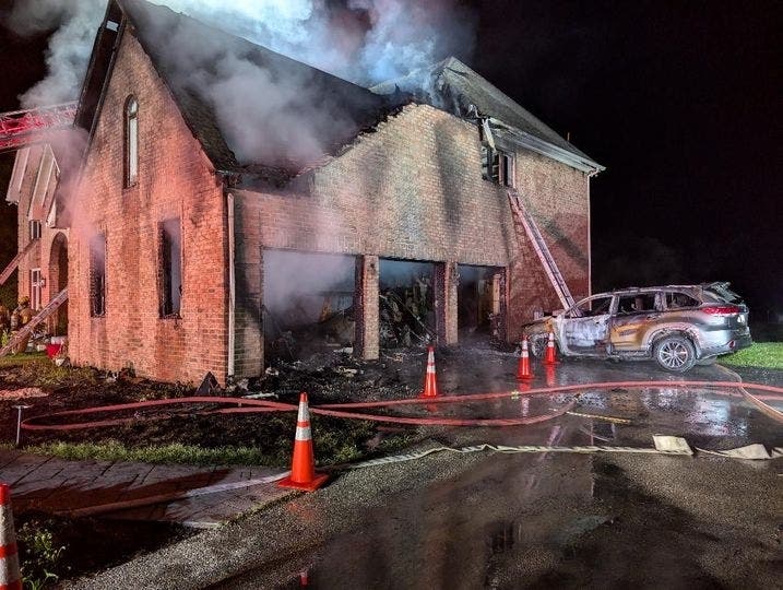 Firefighters arrived at the home, located in the 1200 block of Sugar Maple Drive, and battled the blaze. One person in addition to the firefighter was evaluated for injuries and released at the scene, according to the Howard County Fire and Rescue Dept.