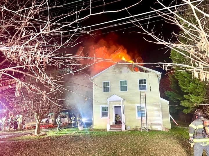 A home caught on fire Friday around 7:04 p.m. in the 3300 block of Marston Drive in Fort Washington. Firefighters arrived to find flames shooting through the roof of the two-story single family home. Four adults were displaced.