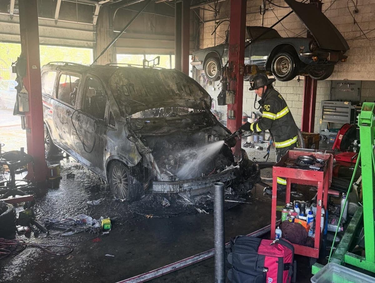 Prince George's firefighters were called to a commercial garage located in the 9200 block of Livingston Road for a report of a fire Sunday shortly before 5 p.m.