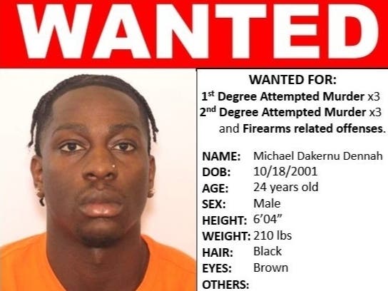 An arrest warrant has been issued for Michael Dakernu Dennah, 24, of Beltsville, in connection to a shooting that happened May 5 in Laurel. Police say ﻿Dennah is considered armed and dangerous.