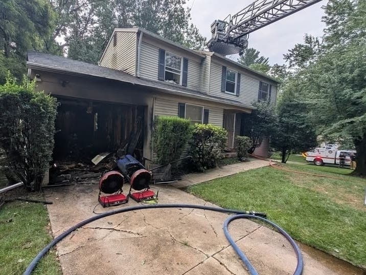 Firefighters with Howard County Department of Fire and Rescue Services were dispatched to the garage located in the 5000 block of Sheerock Court in Columbia where they found heavy fire conditions in the garage.