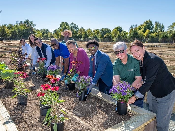 The community garden at Old Montgomery Road in Ellicott City sits just north of the MD 100 overpass on 16.22 acres. The garden features 126 standard-size garden plots where Howard County residents can grow fresh produce and flowers.