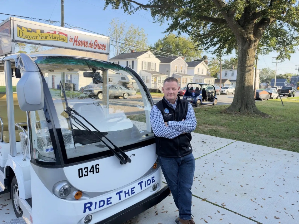 Mayor William T. "Bill" Martin, pictured, created the Tide Trolley in Havre de Grace, a service used by both visitors and residents, and provides a unique view of the town.