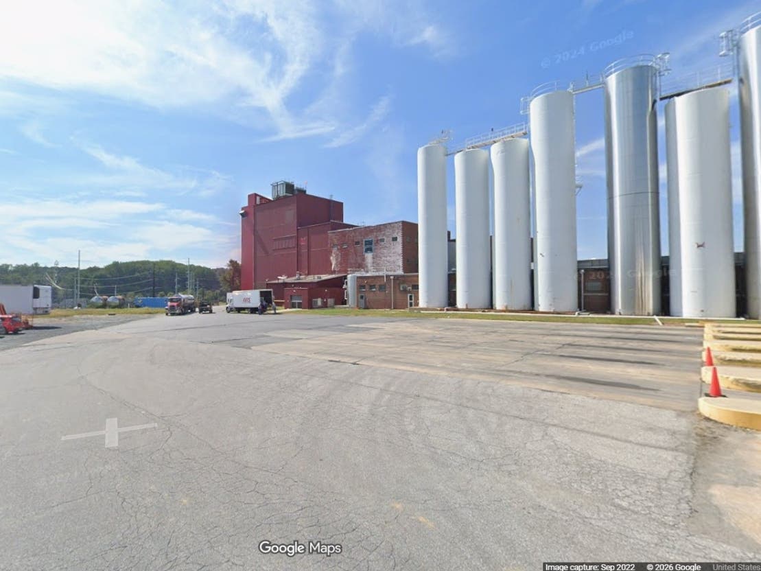 The former Maryland & Virginia Milk Producers Cooperative Association facility at 8321 Leishear Road is being marketed by Annapolis-based Hogan Companies. The property sits at the intersection of Leishear Road and Route 216.