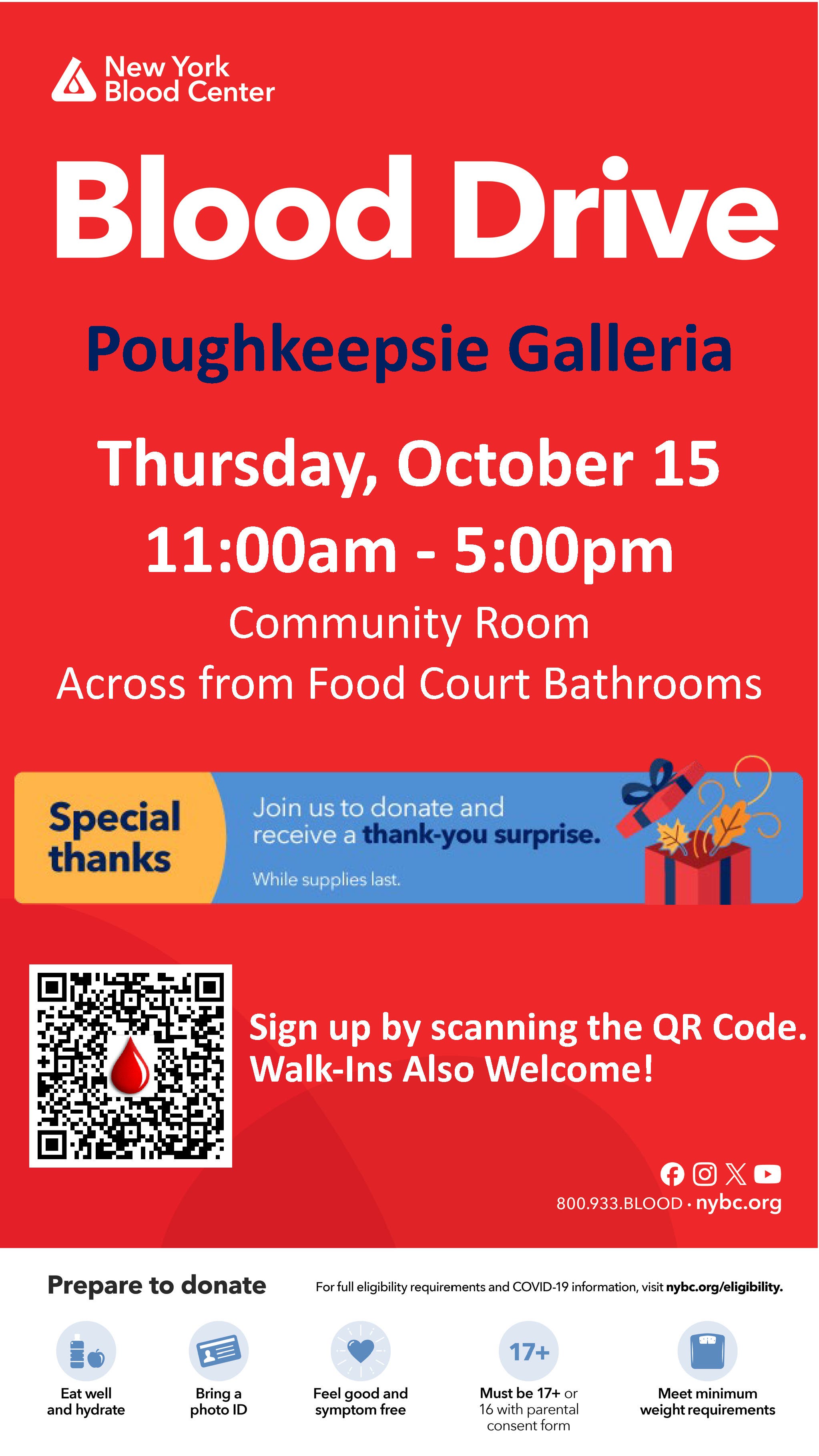Blood Drive - Save 3 Lives & Receive a Thank you Surprise!  