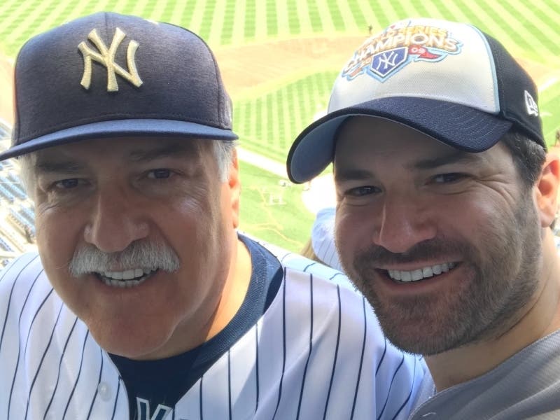 Stroke survivor Ira Goodman (right) with his father Marc.