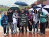 Wet and weary Watertown Peace Walkers at Government Center, where the Walk for Peace ended.