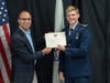Mayor Wilson presents C/Lt Col Finkenstaedt with his President's Volunteer Service Award (Gold)