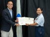 Mayor Wilson presents C/CMSgt Abdon with her President's Volunteer Service Award (Bronze)