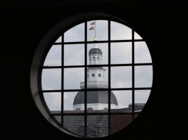 A view of the Maryland State House from the Miller Senate Office Building. Lawmakers must pass the state budget by March 30.