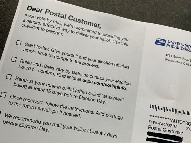 The United States Postal Service is sending a postcard with vote-by-mail instructions to voters across the country. But vague and inaccurate information has elections officials "infuriated."