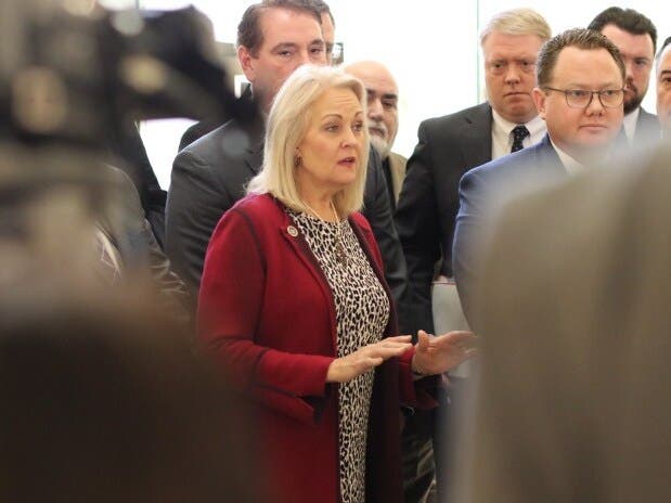 House Minority Whip Kathy Szeliga (D-Baltimore County) at a news conference.