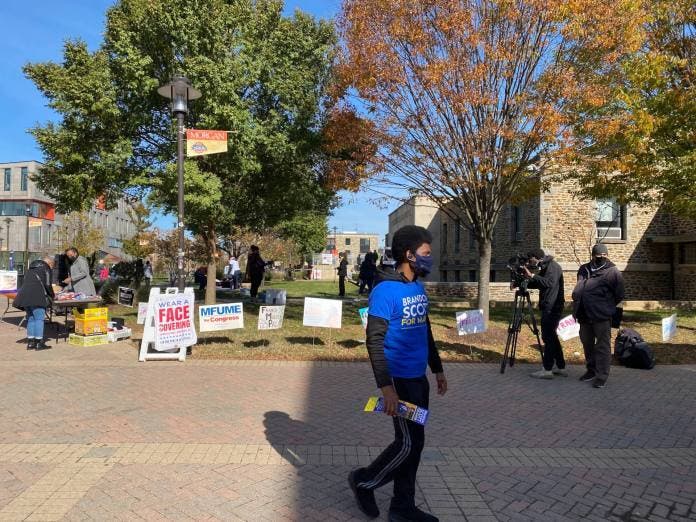Baltimore Mayor-elect Brandon M. Scott (D) at a polling place on Election Day.
