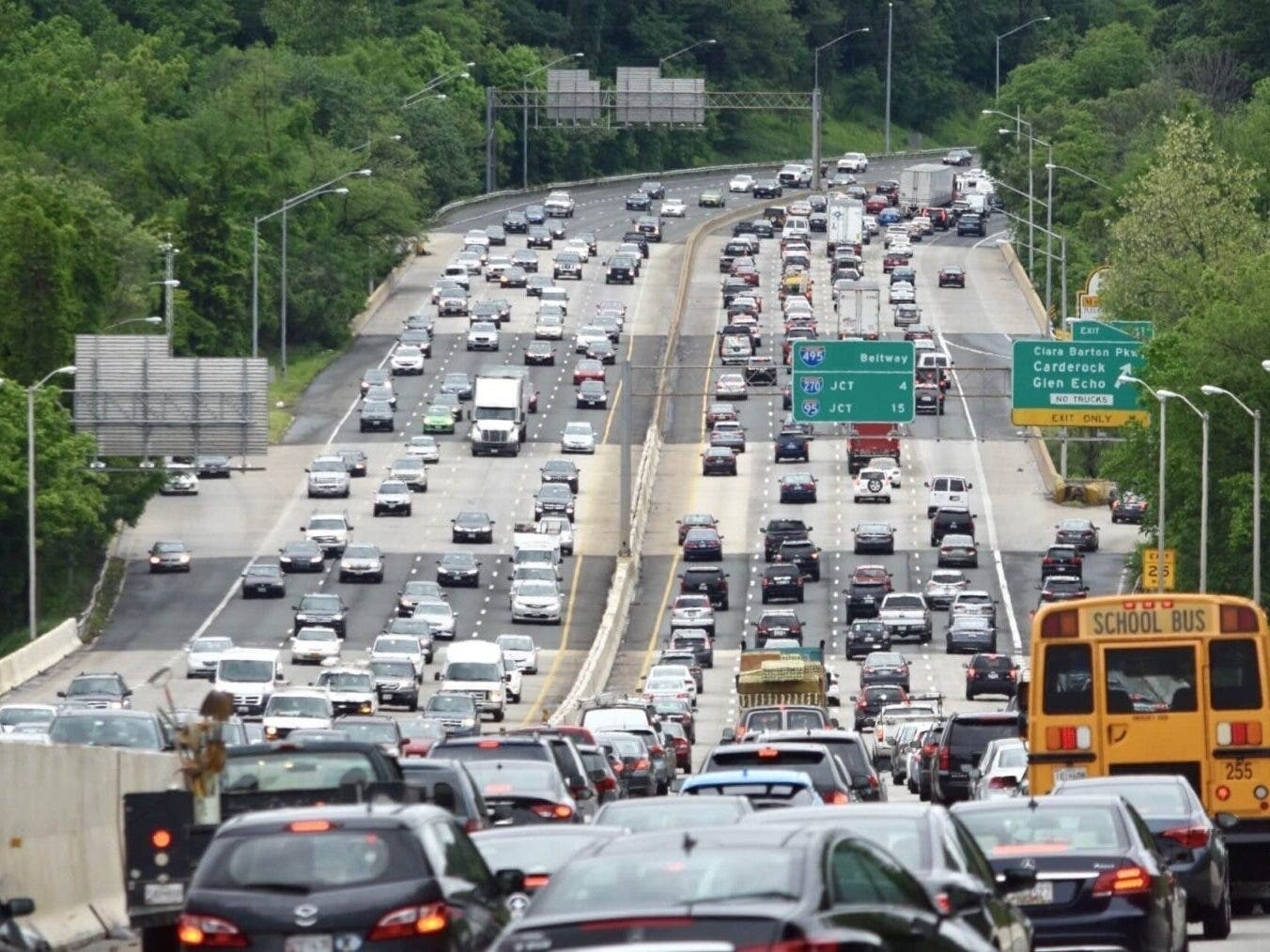 Traffic on the Capital Beltway near the American Legion Bridge in a file photo from 2021. 