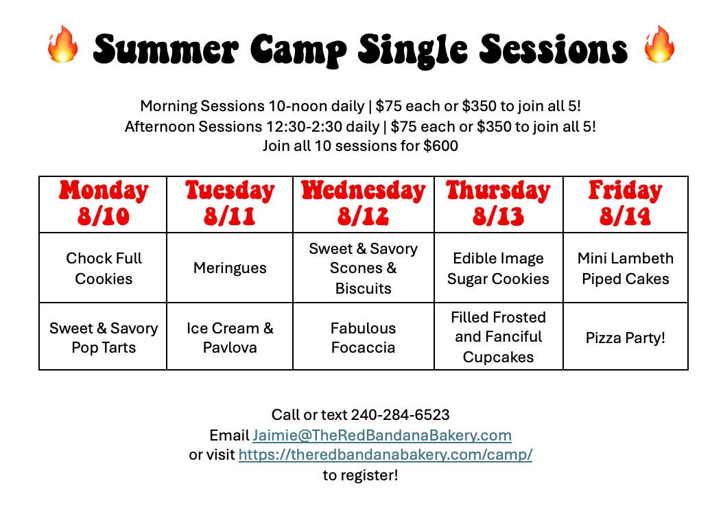 Summer Baking Camp Single Sessions