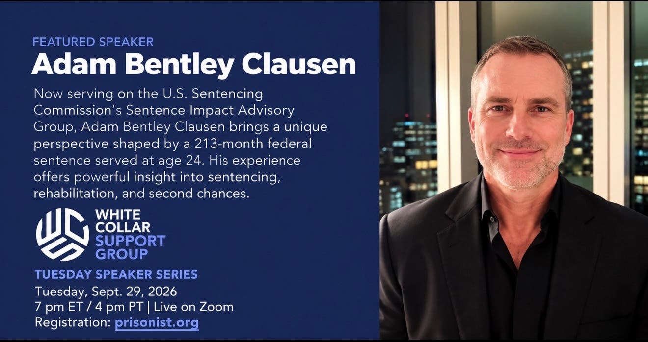 Adam Clausen to Speak at White Collar Support Group