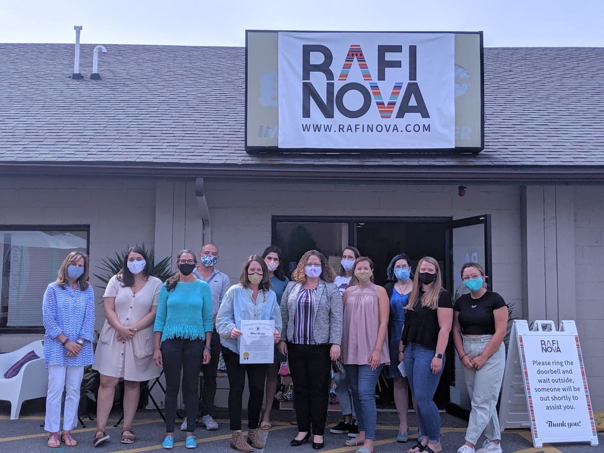 Senator Rausch on a visit to Rafi Nova, a locally-owned mask making company.